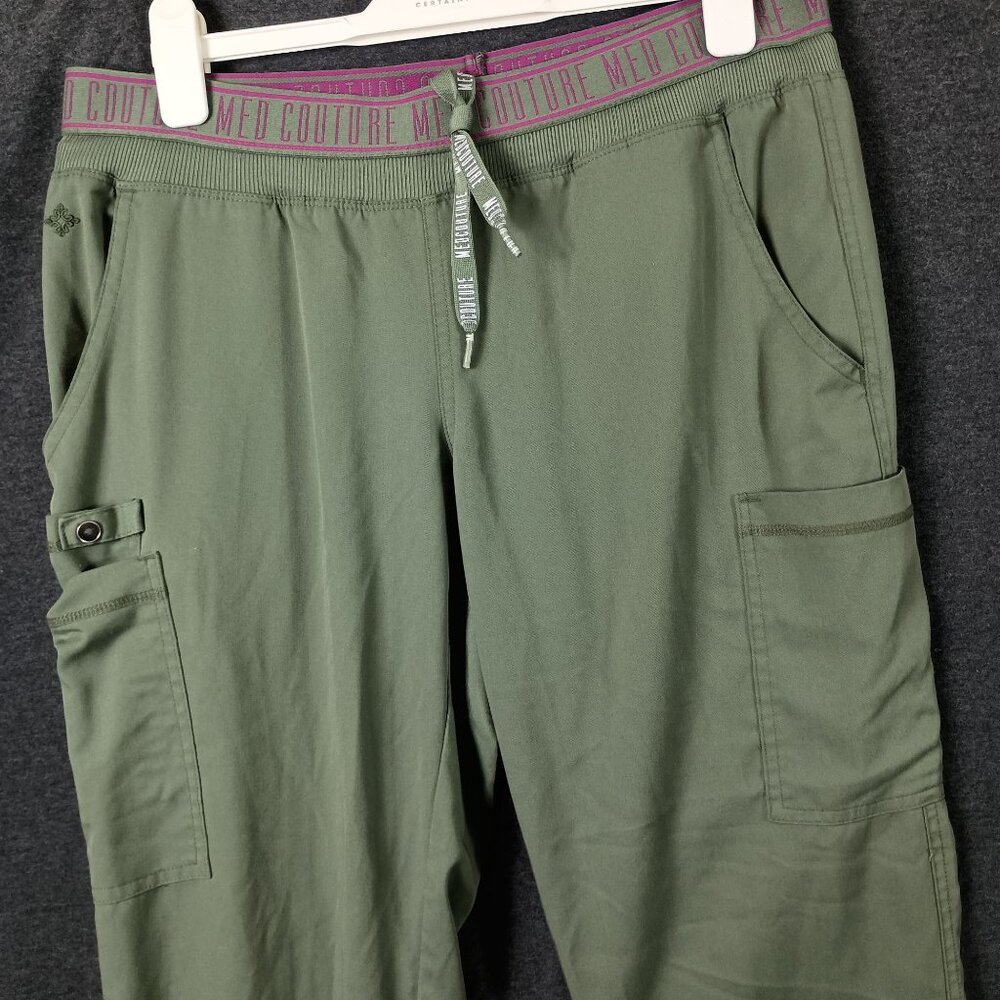 Med Couture Touch Cargo Scrub Pants Womens MP Olive Green Performance Medical